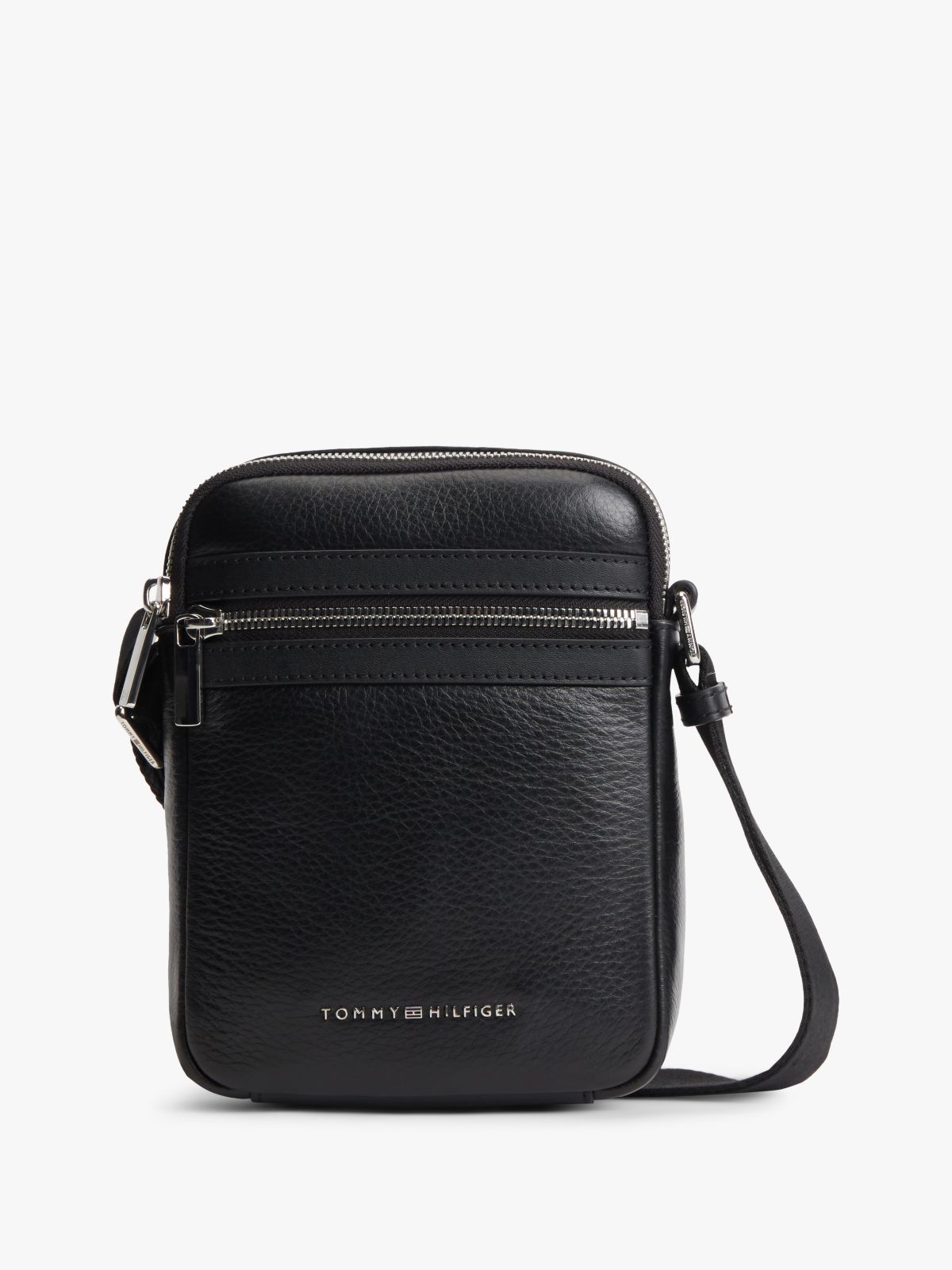 TH Business Leather Crossbody Reporter Bag — Black
