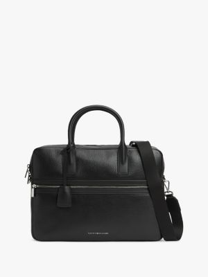 black th business premium leather laptop-tasche für herren - tommy hilfiger