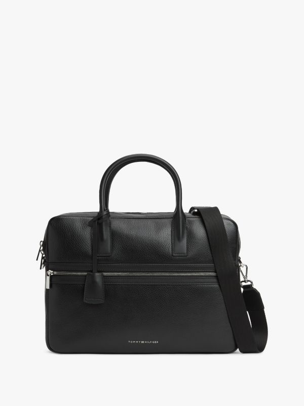 TH Business Premium Leather Laptop Bag — Black