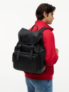 Textile Flag Jacquard Flap Backpack — Black 2