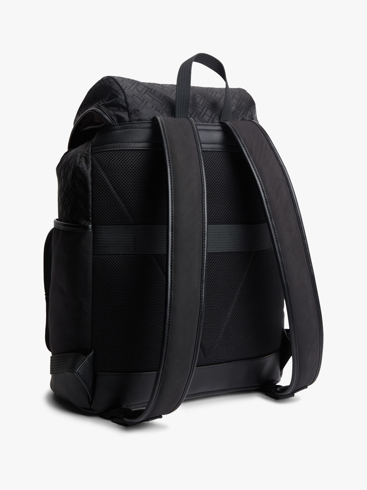 Textile Flag Jacquard Flap Backpack — Black