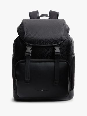 black textile flag jacquard flap backpack for men tommy hilfiger