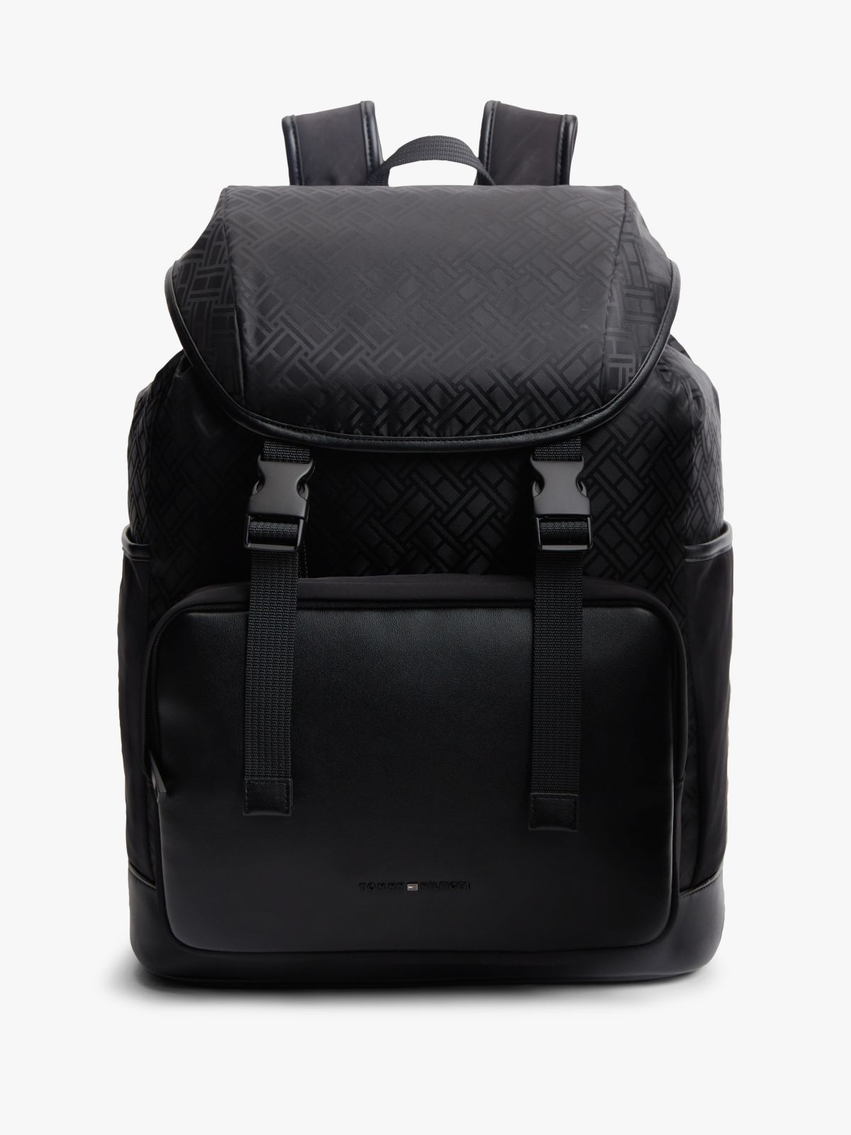 Textile Flag Jacquard Flap Backpack — Black