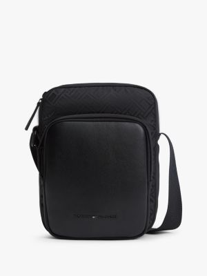 bolso reporter con logos en jacquard black de hombres tommy hilfiger