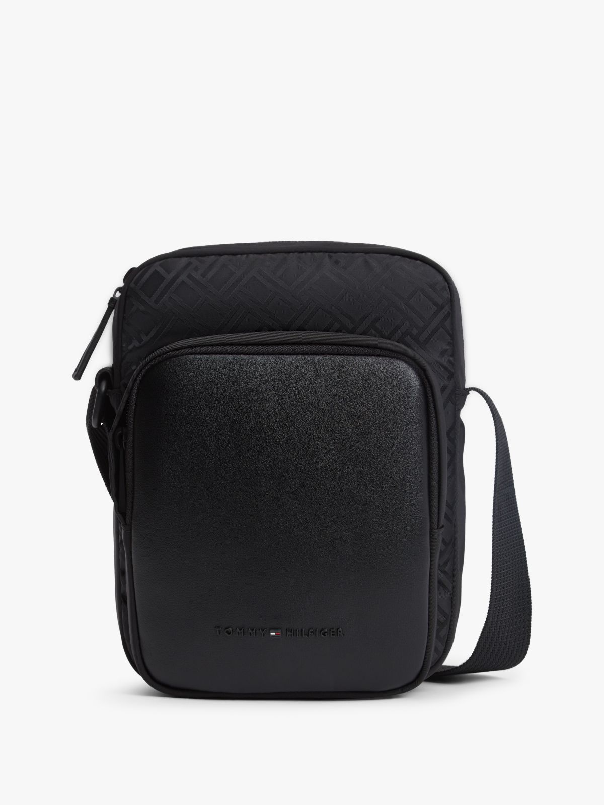 Flag Jacquard Crossbody Reporter Bag — Black
