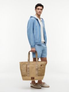 Mesh Panel Beach Tote Bag — Beige 2