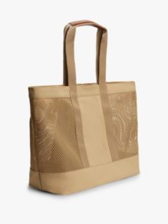 Mesh Panel Beach Tote Bag — Beige 3