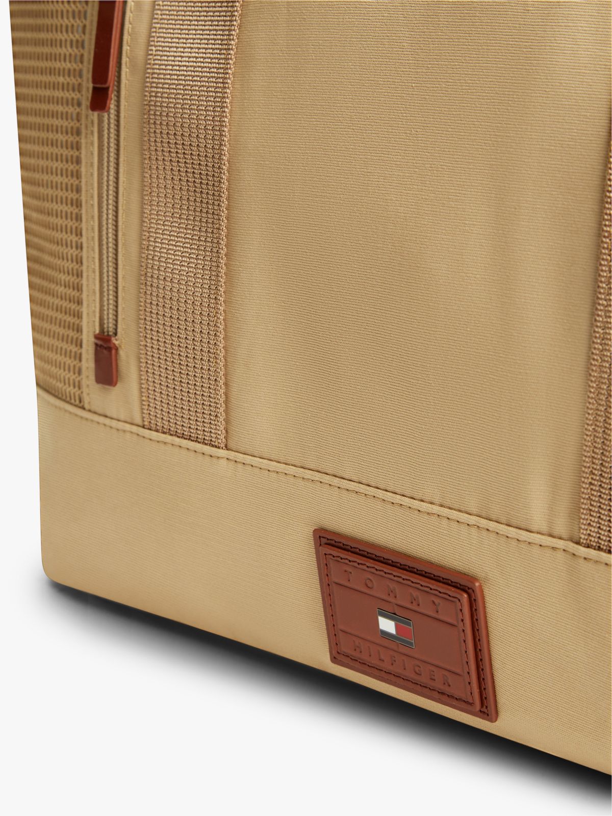 Mesh Panel Beach Tote Bag — Beige