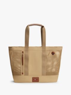 Mesh Panel Beach Tote Bag — Beige 1