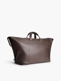 Logo Patch Casual Leather Duffel Bag — Brown 3