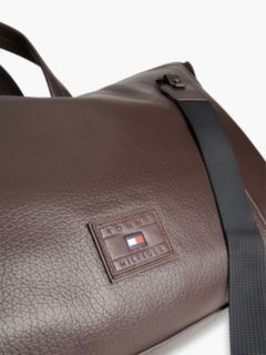 Logo Patch Casual Leather Duffel Bag — Brown 4