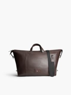 Logo Patch Casual Leather Duffel Bag — Brown 1