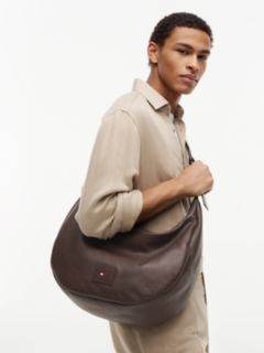 Logo Patch Slouch Leather Crossbody Bag — Brown 2