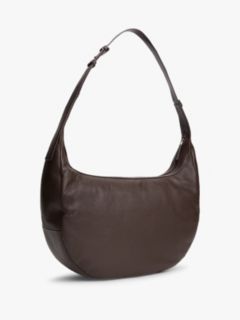 Logo Patch Slouch Leather Crossbody Bag — Brown 3