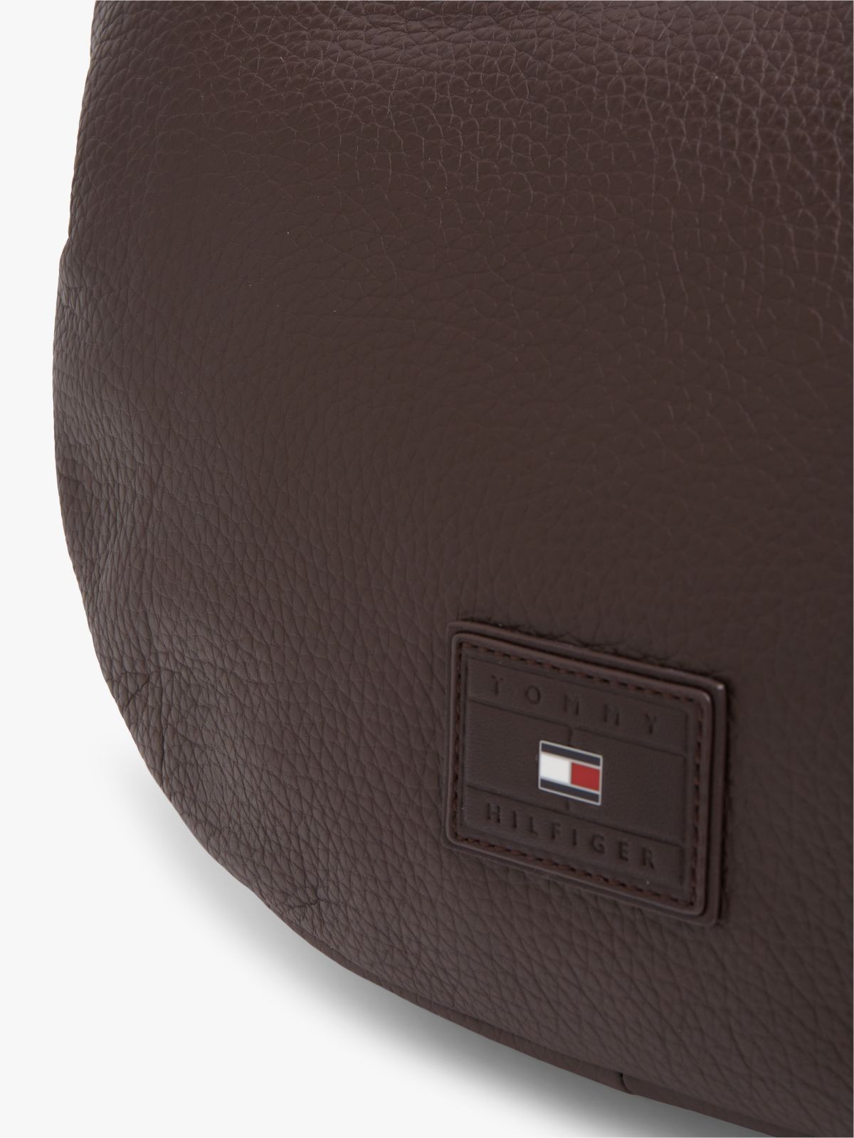 Logo Patch Slouch Leather Crossbody Bag — Brown
