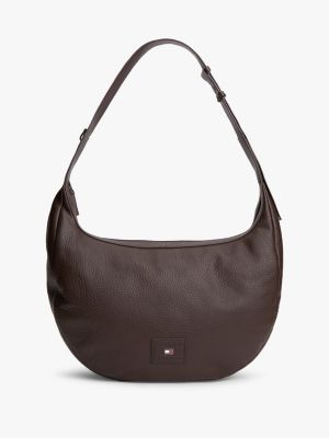 sac bandoulière souple en cuir à écusson logo brown pour hommes tommy hilfiger