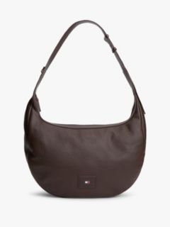 Logo Patch Slouch Leather Crossbody Bag — Brown 1