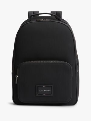 black bolvormige rugzak met logopatch voor heren - tommy hilfiger