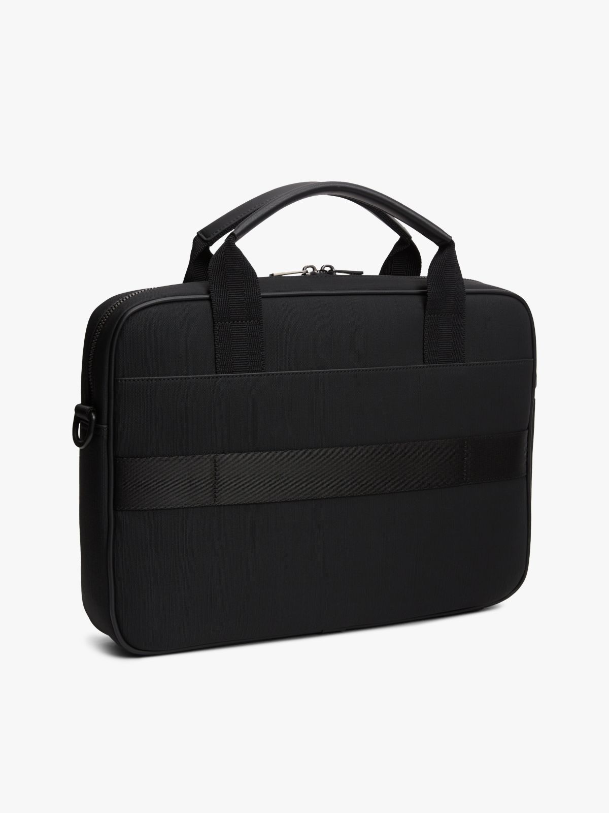 Textile Logo Patch Laptop Bag — Black