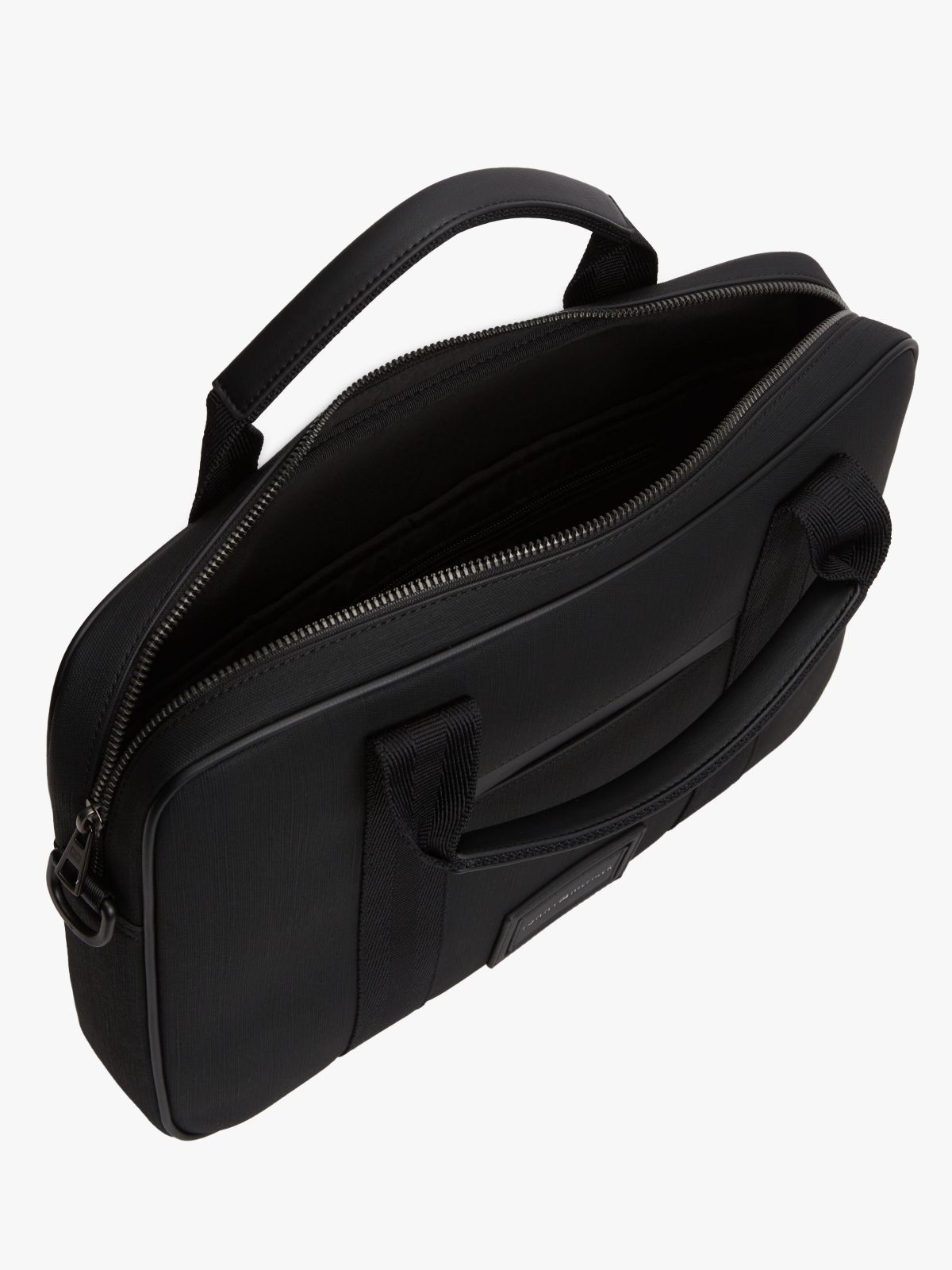 Textile Logo Patch Laptop Bag — Black