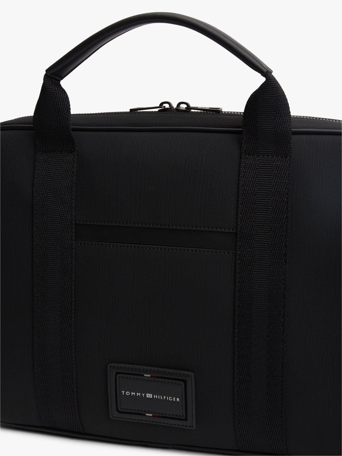 Textile Logo Patch Laptop Bag — Black