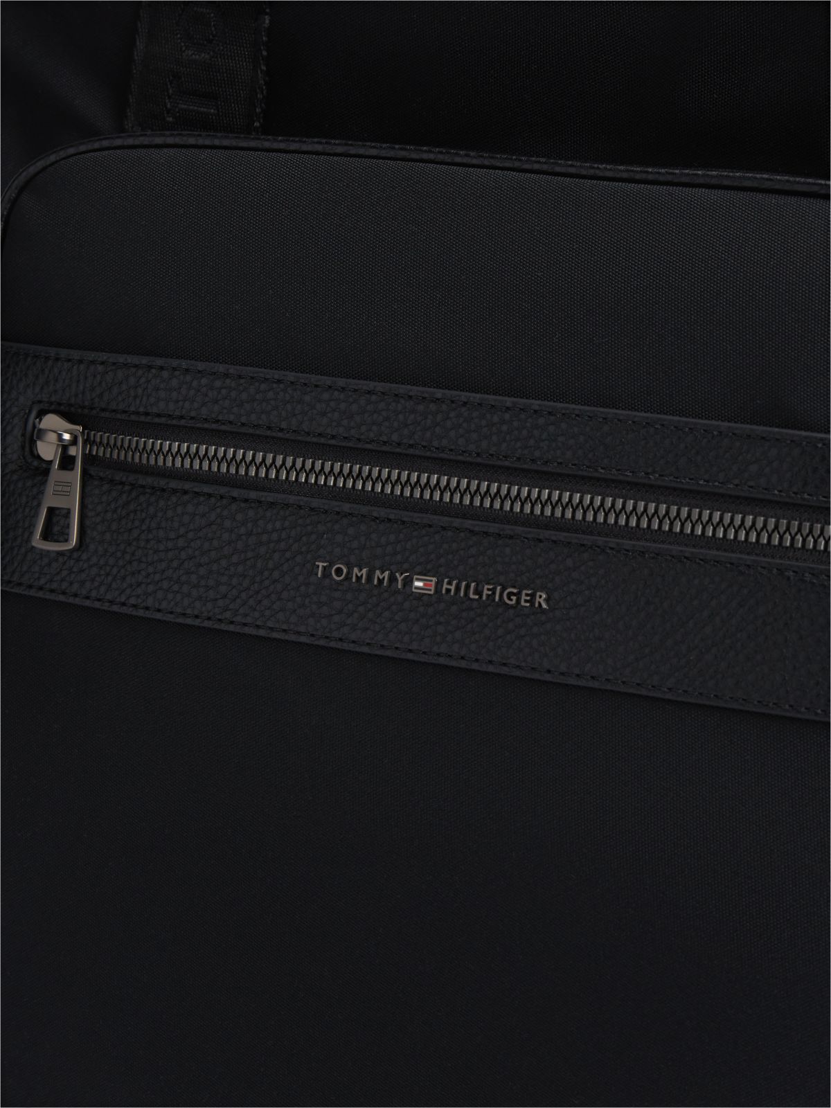Textile Crossbody Tote Bag — Black