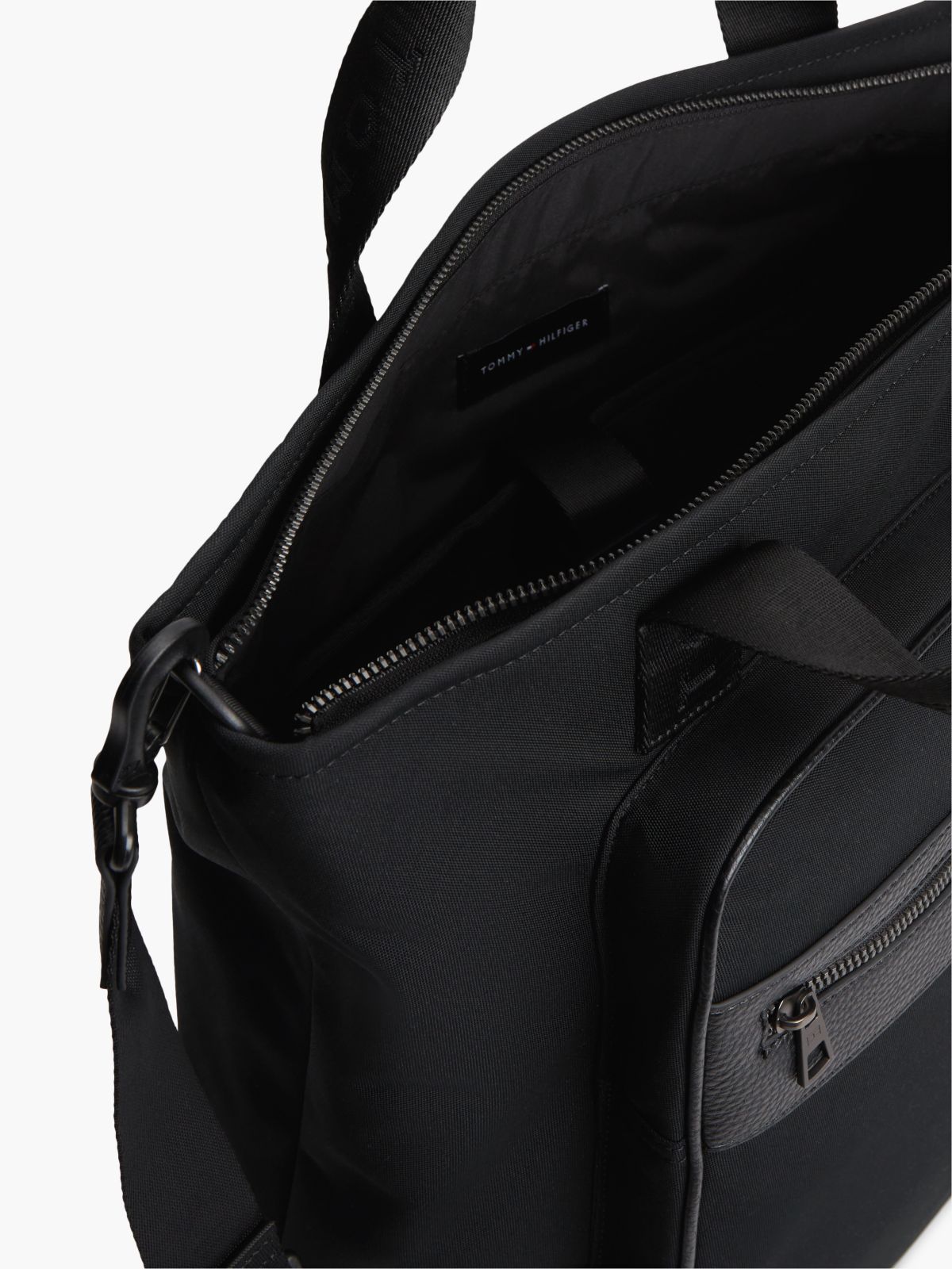 Textile Crossbody Tote Bag — Black