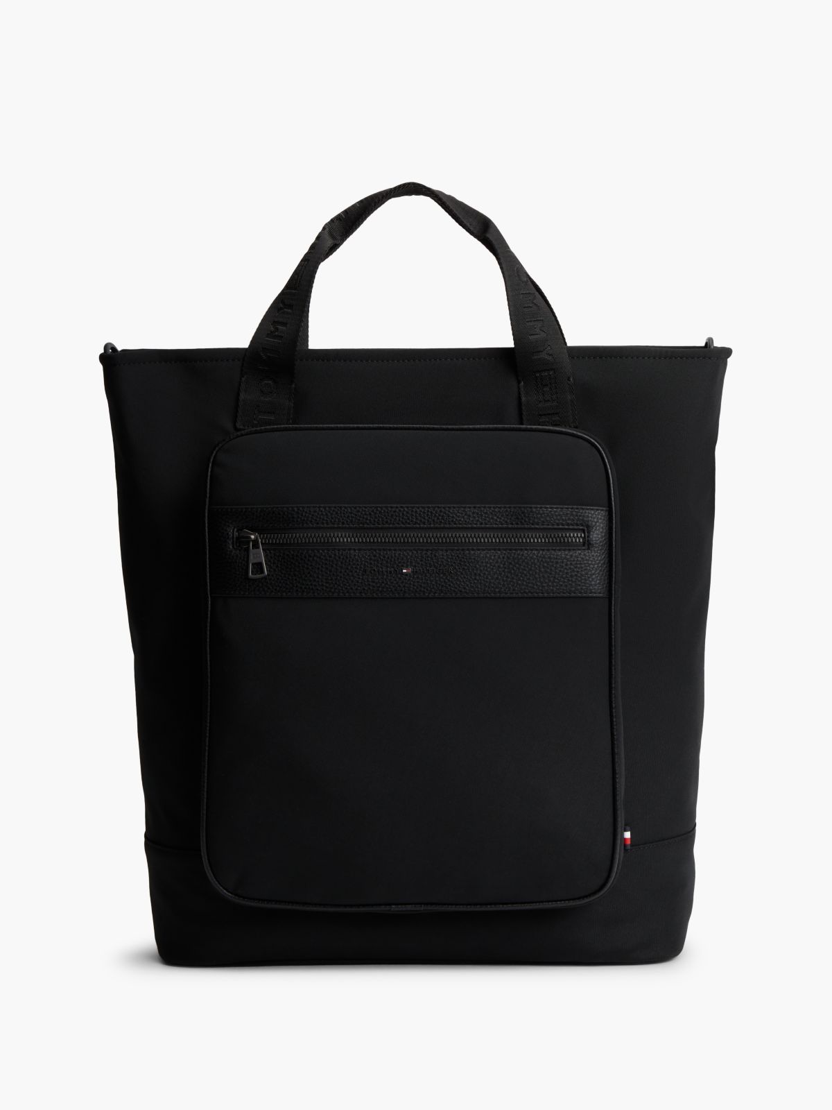 Textile Crossbody Tote Bag — Black
