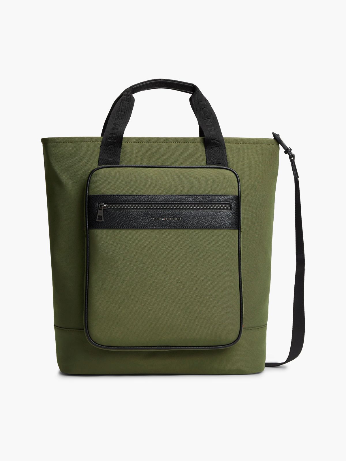 Textile Crossbody Tote Bag — Khaki