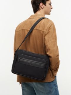 Textile Crossbody Messenger Bag — Black 2