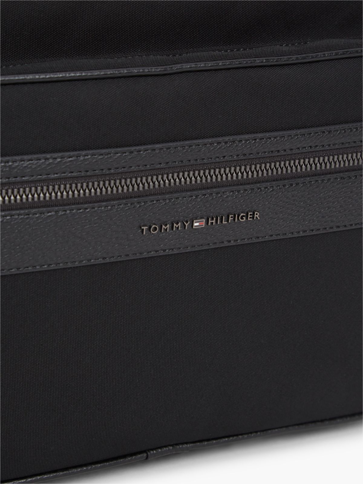 Textile Crossbody Messenger Bag — Black
