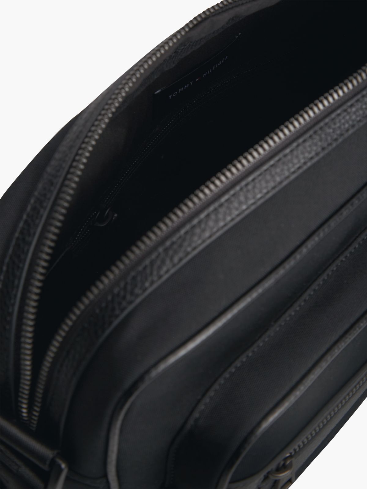 Textile Crossbody Messenger Bag — Black