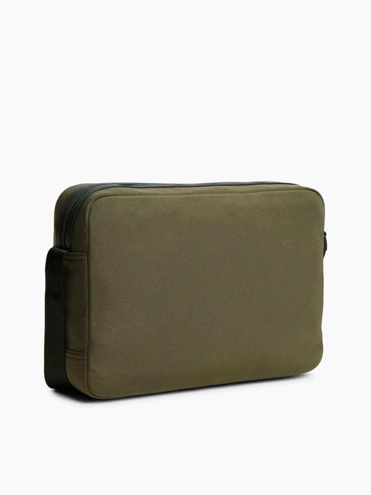 Textile Crossbody Messenger Bag — Khaki