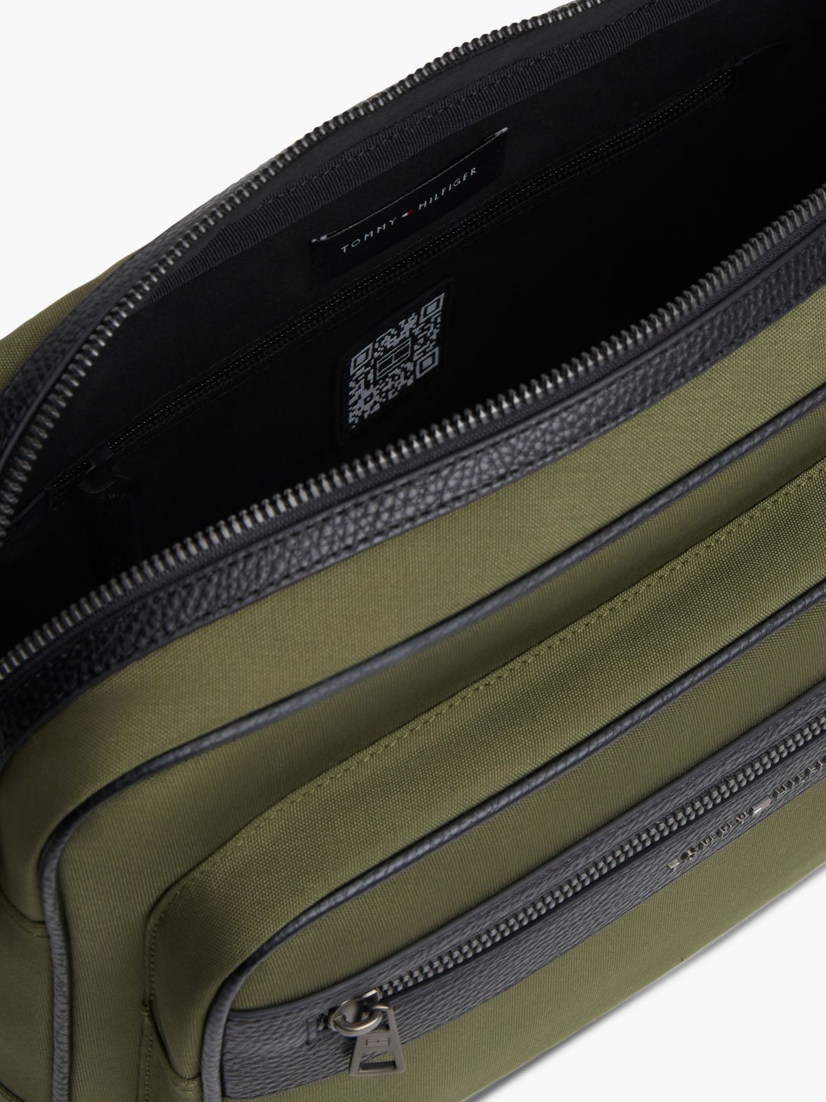 Textile Crossbody Messenger Bag — Khaki
