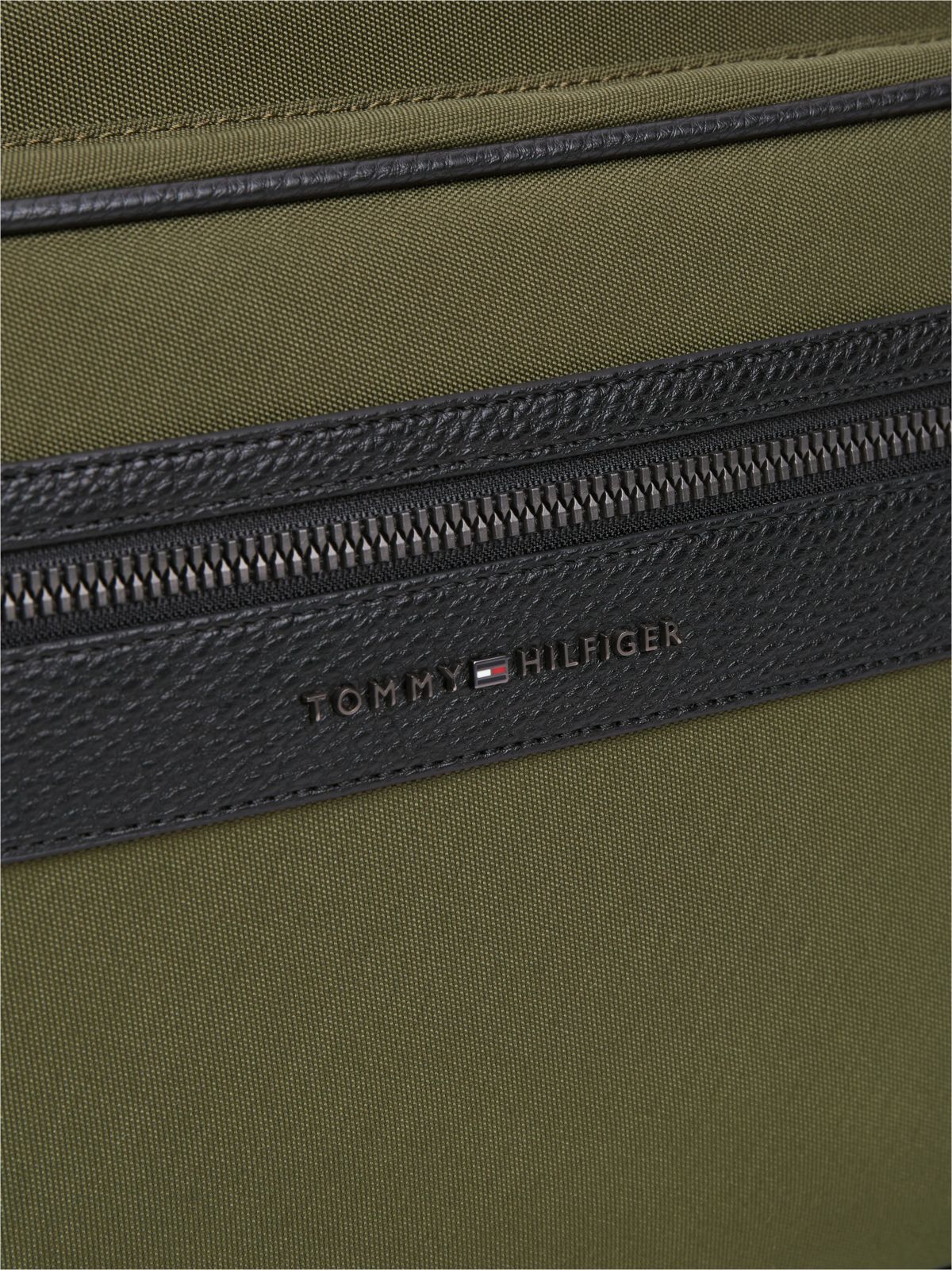 Textile Crossbody Messenger Bag — Khaki