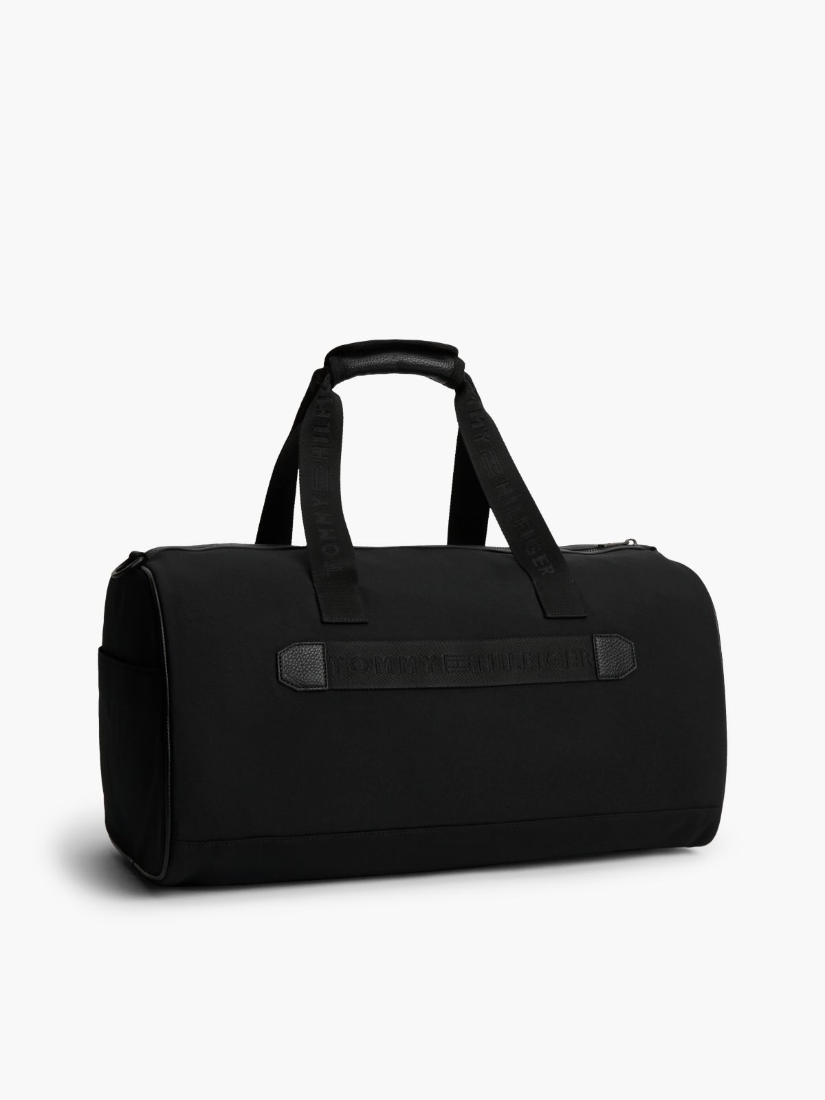 Logo Mixed Texture Duffel Bag — Black