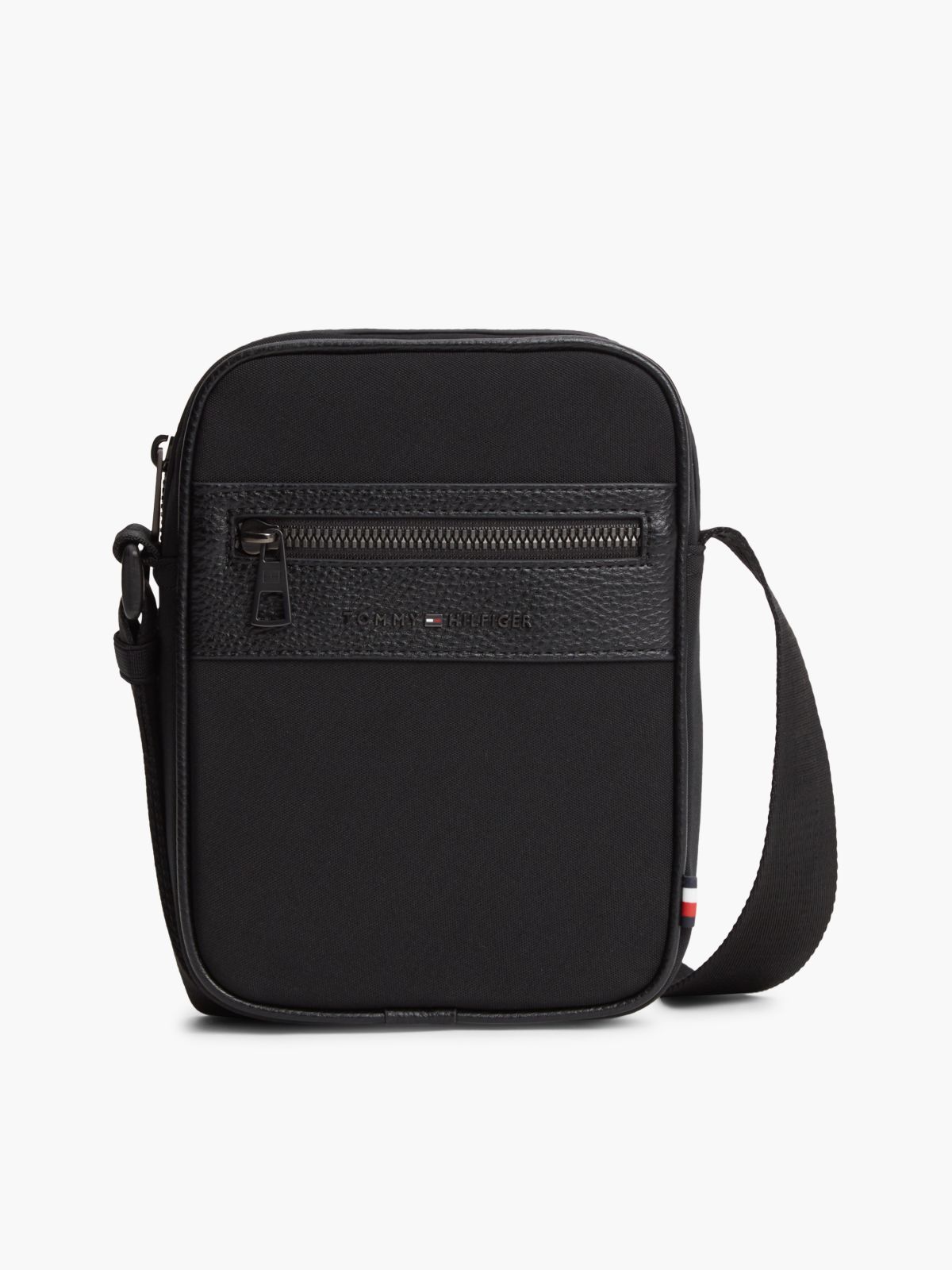 Water Resistant Mini Crossbody Reporter Bag — Black