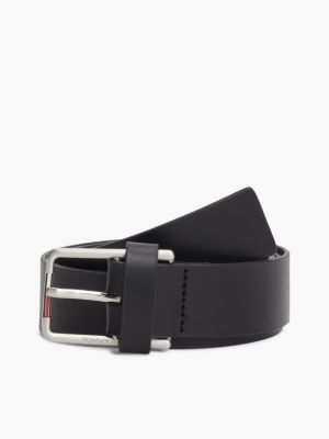 cinturón de piel austin con hebilla rectangular black de hombres tommy jeans
