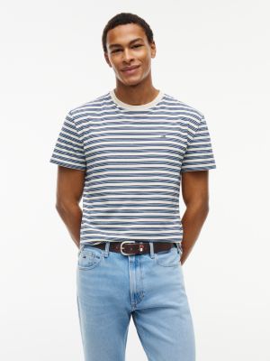 braun ryan ledergürtel mit logo-emblem für herren - tommy jeans