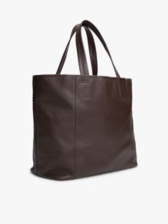 Logo Patch Leather Tote Bag — Brown 3