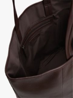 Logo Patch Leather Tote Bag — Brown 4