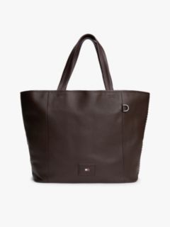 Logo Patch Leather Tote Bag — Brown 1