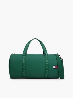 green essential dufflebag aus textil mit logomuster für herren - tommy jeans