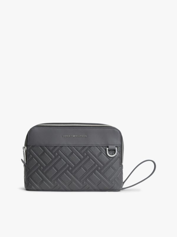 Modern Flag Embossed Pouch — Grey