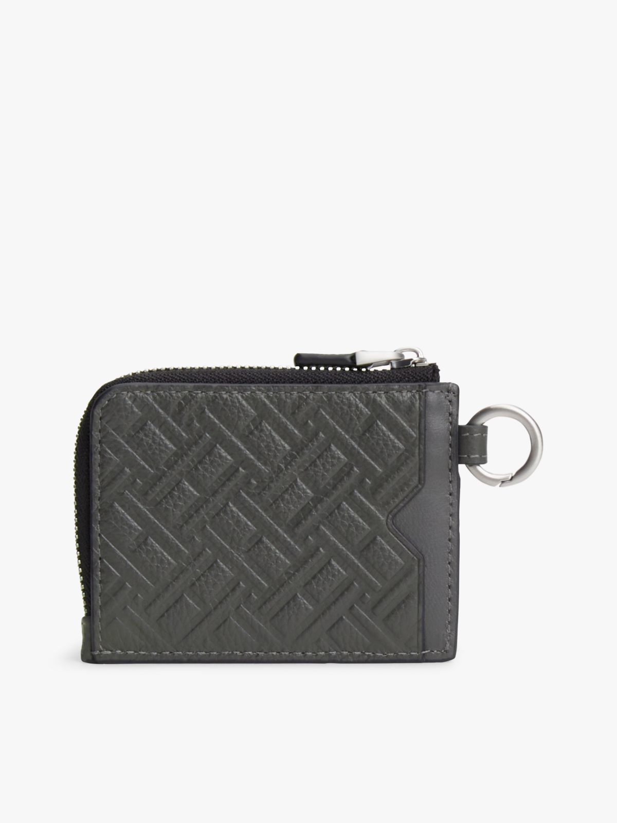 Modern Leather Zip-Around Wallet — Grey