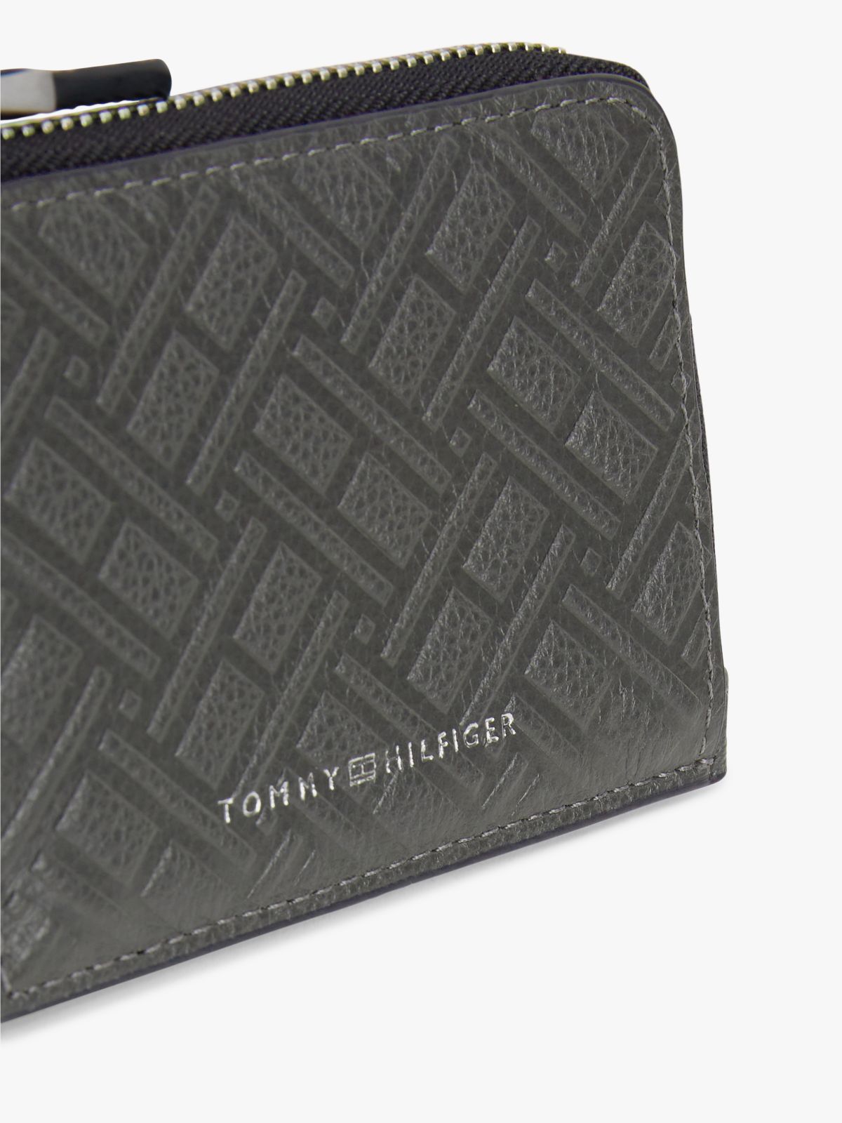 Modern Leather Zip-Around Wallet — Grey