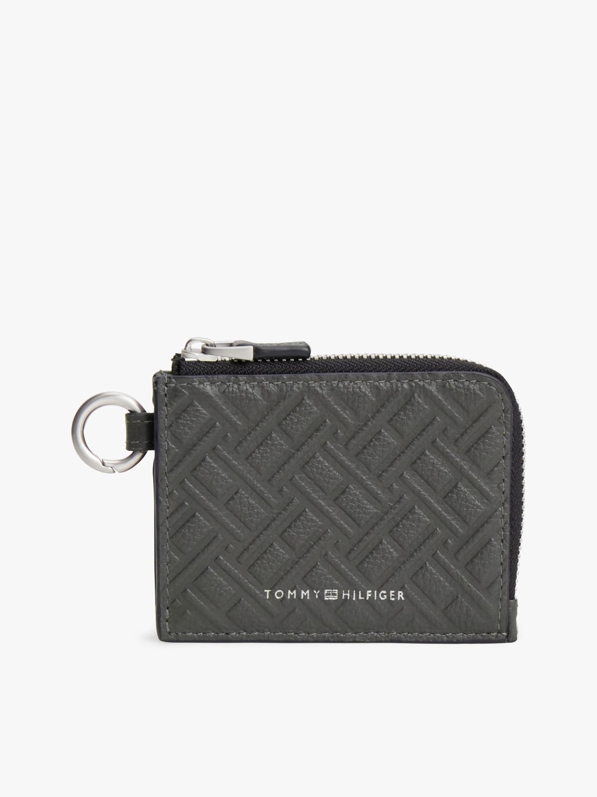 Modern Leather Zip-Around Wallet — Grey