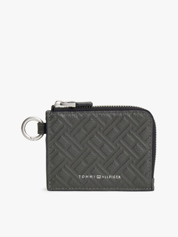 Modern Leather Zip-Around Wallet — Grey