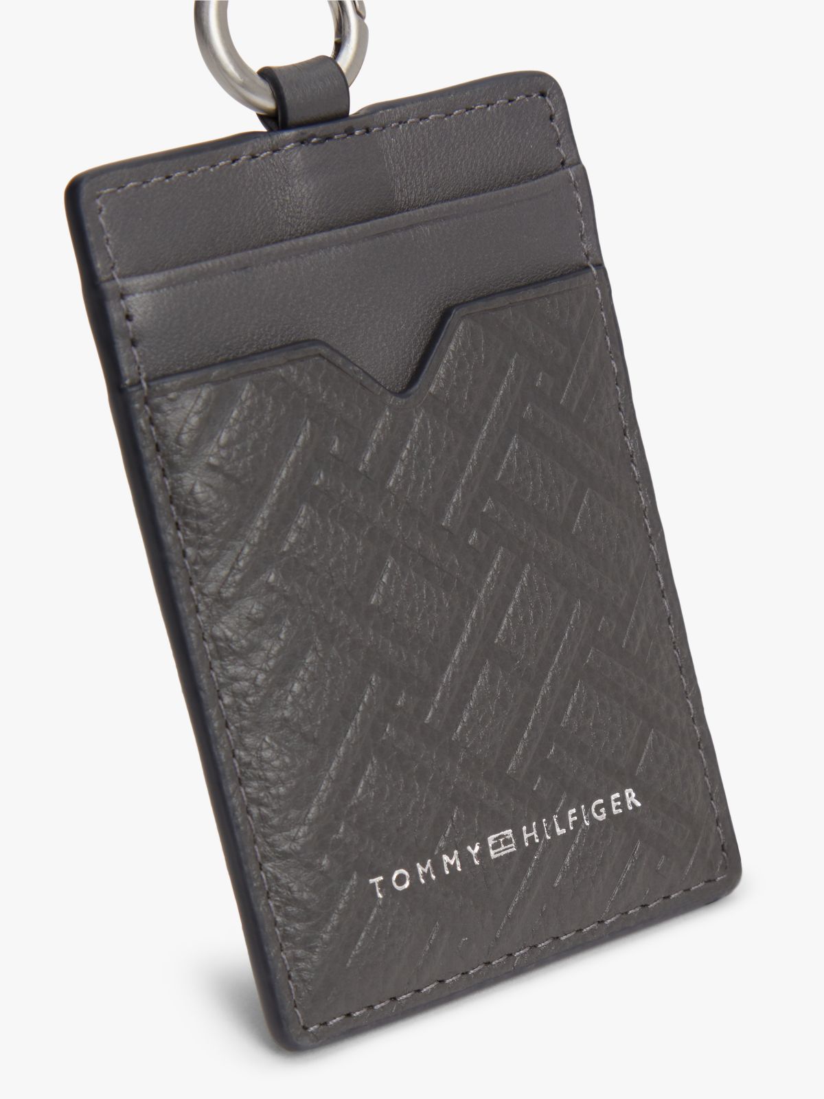 Modern Flag Leather Card Holder — Grey