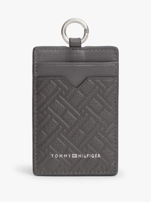 porte-cartes modern à motif drapeau en cuir grey pour hommes tommy hilfiger